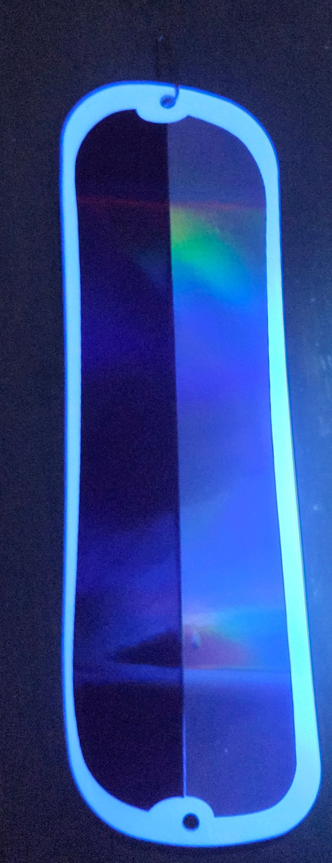 Blue UV glow on fishing lure